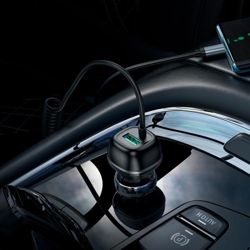 Адаптер автомобільний HOCO Rank car charger Z58B (Type-C cable set) |1Type-C, 48W/3A, PD30W/QC| black