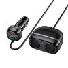 Адаптер автомобільний HOCO Rank dual port car charger Z59 |1USB/1Type-C/2 port 240W cigarette lighter, PD30W/QC| black
