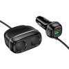 Адаптер автомобільний HOCO Rank dual port car charger Z59 |1USB/1Type-C/2 port 240W cigarette lighter, PD30W/QC| black