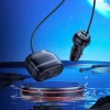 Адаптер автомобільний HOCO Rank dual port car charger Z59 |1USB/1Type-C/2 port 240W cigarette lighter, PD30W/QC| black