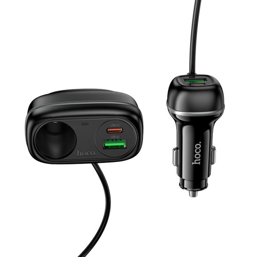 Адаптер автомобільний HOCO Rank car charger Z59A |2USB/2TypeC/1 slot 240W cigarette lighter, PD30W/QC, 96W/3A| black