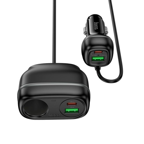 Адаптер автомобільний HOCO Rank car charger Z59A |2USB/2TypeC/1 slot 240W cigarette lighter, PD30W/QC, 96W/3A| black