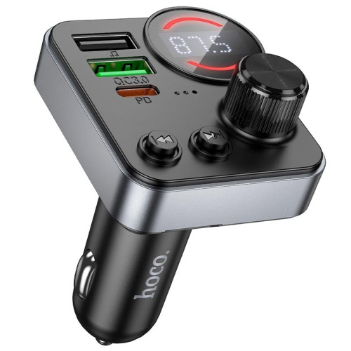 Адаптер автомобільний HOCO Alegria dual port car BT FM transmitter E86 |2USB/Type-C, 48W/3A, PD/QC| black