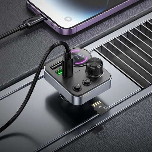 Адаптер автомобільний HOCO Alegria dual port car BT FM transmitter E86 |2USB/Type-C, 48W/3A, PD/QC| black
