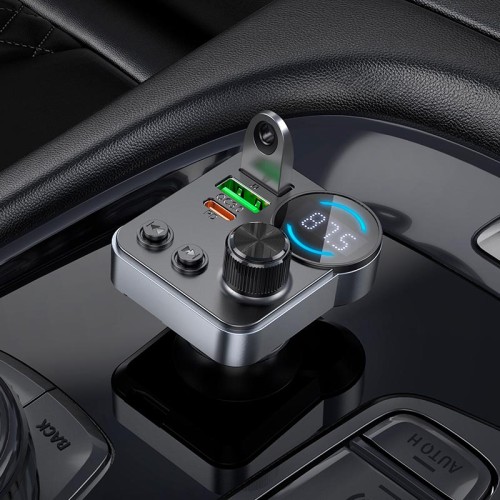 Адаптер автомобільний HOCO Alegria dual port car BT FM transmitter E86 |2USB/Type-C, 48W/3A, PD/QC| black