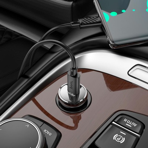 Адаптер автомобільний HOCO Sight single port car charger Z53 (Type-C to Type-C set) |1Type-c, PD/QC, 30W/3A| transparent-black