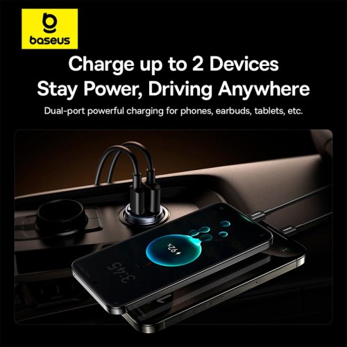 Адаптер автомобільний Baseus Tiny Star Mini Car Charger |1USB/1Type-C, 30W/3A, PD/QC| black