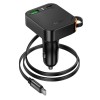 Адаптер автомобільний HOCO Guardian car charger with retractable cable NZ18 |1USB/1Type-C, 65W/3A, PD/QC| black