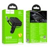 Адаптер автомобільний HOCO Guardian car charger with retractable cable NZ18 |1USB/1Type-C, 65W/3A, PD/QC| black