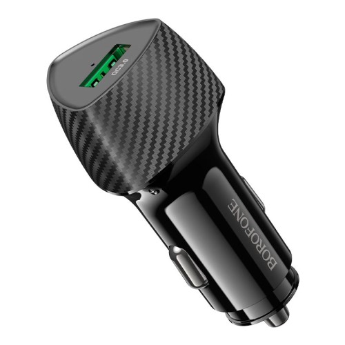 Адаптер автомобільний BOROFONE Solid single-port car charger BZ31 |1USB, 18W/3A, QC| black