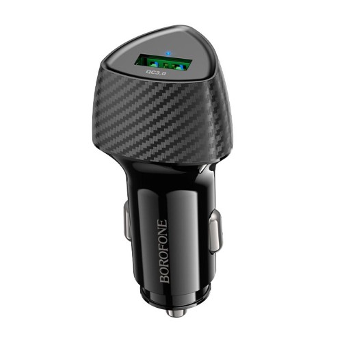 Адаптер автомобільний BOROFONE Solid single-port car charger BZ31 |1USB, 18W/3A, QC| black