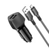 Адаптер автомобільний BOROFONE Solid dual-port car charger Micro USB Set BZ31A |2USB, 17W/3.4A Max| black