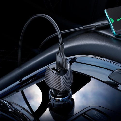 Адаптер автомобільний BOROFONE Solid dual-port car charger Type-C Set BZ31A |2USB, 17W/3.4A Max| black