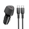 Адаптер автомобільний BOROFONE Solid single-port PD30W car charger C to C set BZ31B |1Type-C, 30W/3A, PD/QC| black