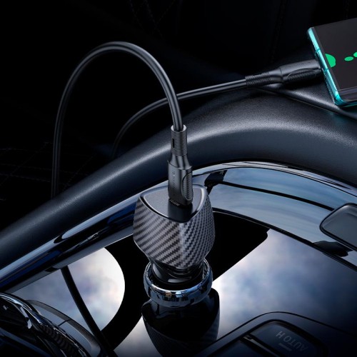 Адаптер автомобільний BOROFONE Solid single-port PD30W car charger C to C set BZ31B |1Type-C, 30W/3A, PD/QC| black