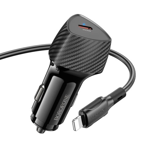Адаптер автомобільний BOROFONE Solid single-port PD30W car charger C to Lightning set BZ31B |1Type-C, 30W/3A, PD/QC| black