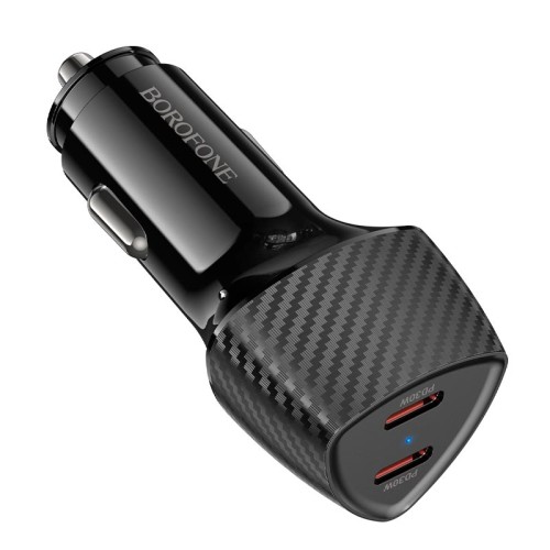 Адаптер автомобільний BOROFONE Solid car charger BZ31D |2Type-C, 60W/3A, PD/QC| black