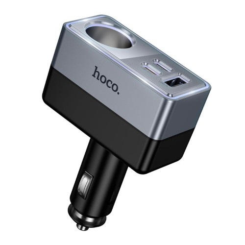 Адаптер автомобільний HOCO Smart cigarette lighter PD car charger Z65A |1USB/2Type-C/1DC, 165W, PD/QC| black