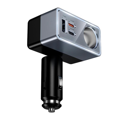 Адаптер автомобільний HOCO Smart cigarette lighter PD car charger Z65A |1USB/2Type-C/1DC, 165W, PD/QC| black