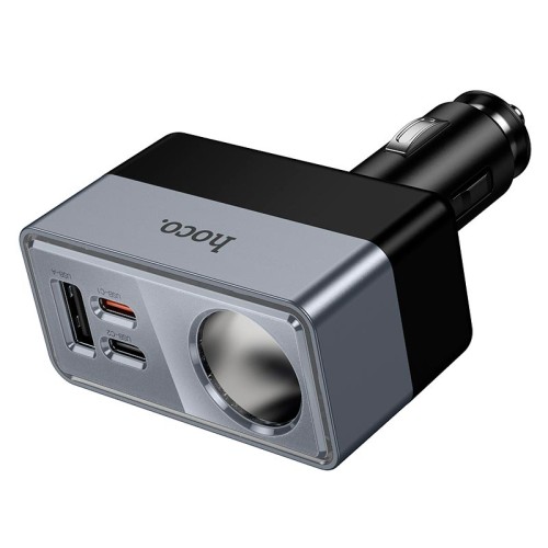 Адаптер автомобільний HOCO Smart cigarette lighter PD car charger Z65A |1USB/2Type-C/1DC, 165W, PD/QC| black