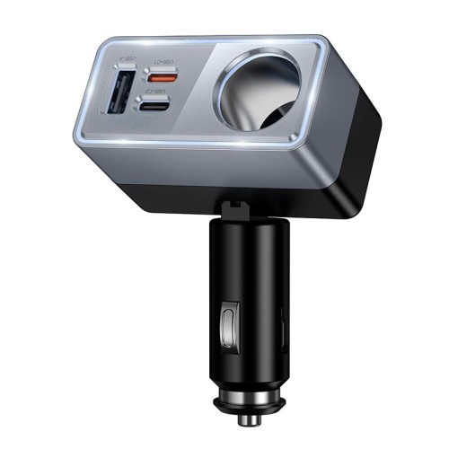 Адаптер автомобільний HOCO Smart cigarette lighter PD car charger Z65A |1USB/2Type-C/1DC, 165W, PD/QC| black