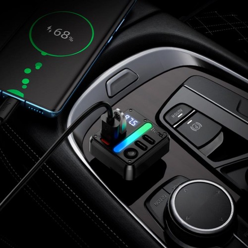 Адаптер автомобільний HOCO Libre car BT FM transmitter E89 |2USB/1Type-C, 45W/3A, PD/QC| black
