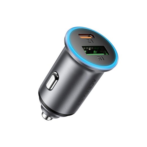 Адаптер автомобільний ACEFAST PD dual port metal car charger B15 |1Type-C/1USB, PD/QC, 65W/3A| grey