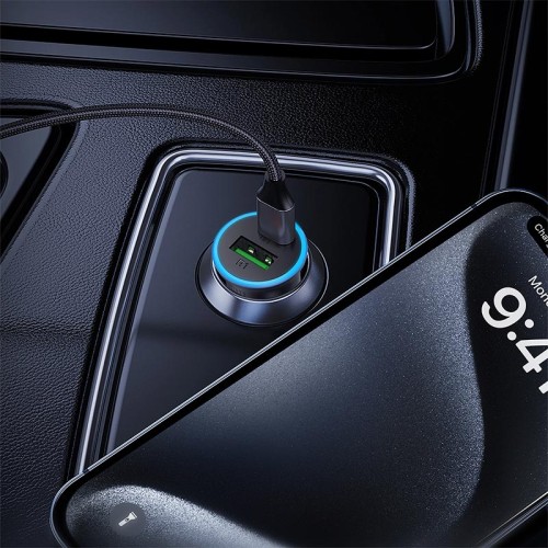 Адаптер автомобільний ACEFAST PD dual port metal car charger B15 |1Type-C/1USB, PD/QC, 65W/3A| grey