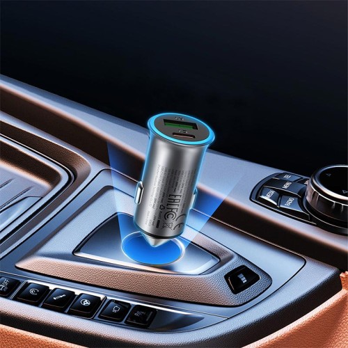 Адаптер автомобільний ACEFAST PD dual port metal car charger B16 |1Type-C/1USB, PD/QC, 95W/3A| grey