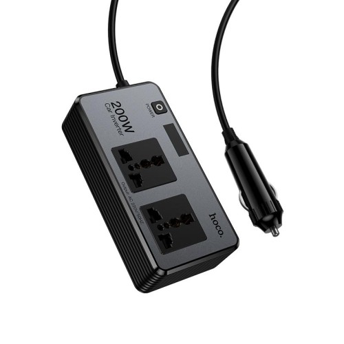 Автомобільний перетворювач напруги HOCO New 2-socket universa l(PD66W/1C2A) car inverter Z66 black