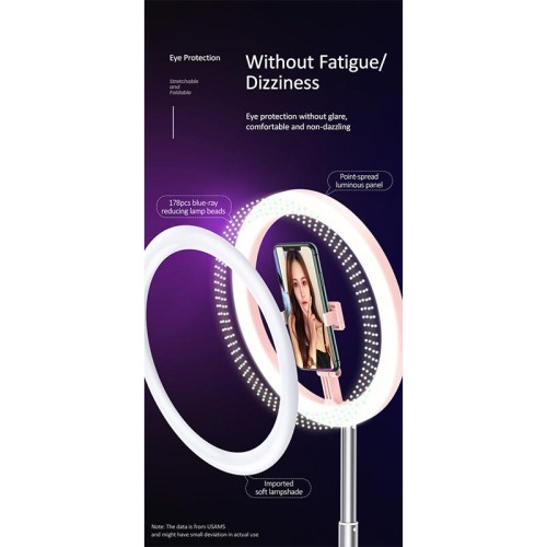 Тримач з кільцевим освітленням USAMS  Stretchable and foldable holder with fill light US-ZB120 |168cm| pink