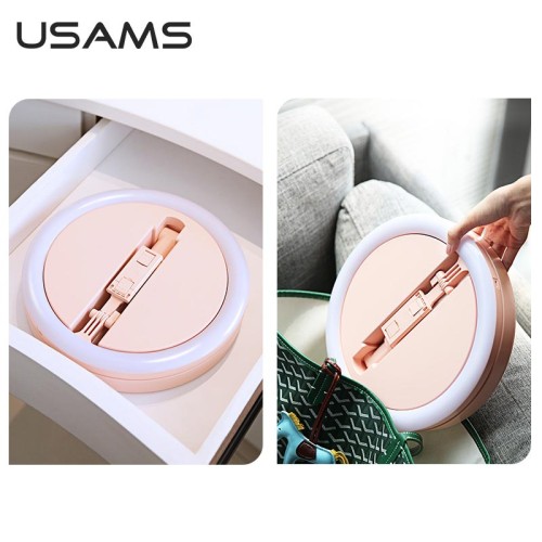 Тримач з кільцевим освітленням USAMS  Stretchable and foldable holder with fill light US-ZB120 |168cm| pink