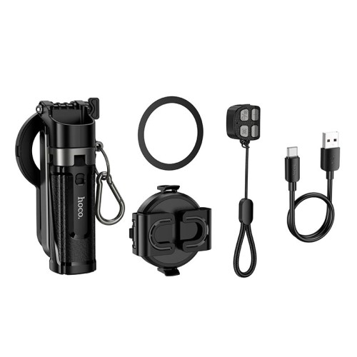 Монопод HOCO Magic mini live broadcast stand (pull clip+magnetic focusing version) K27 Pro |BT5.2, 4.5-7"| black