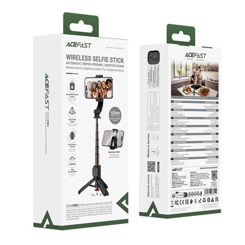 Селфі-монопод ACEFAST selfie stick with automatic tripod E43 |0.63m, 10m remote| black