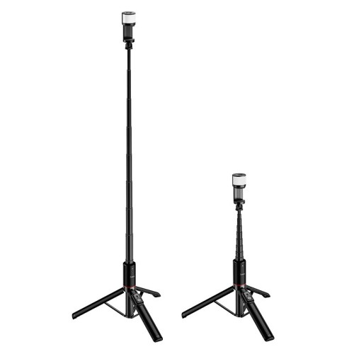 Монопод-тріпод HOCO Spring live broadcast holder with fill light K34 |297-1360mm, 4.5-7", BT5.2| black