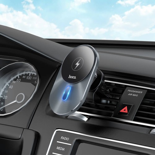 Тримач HOCO Magic magnetic wireless fast charging car holder CA91 |5W-15W Max| grey