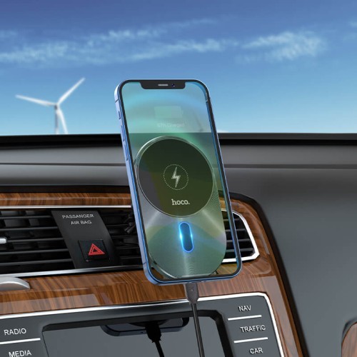 Тримач HOCO Magic magnetic wireless fast charging car holder CA91 |5W-15W Max| grey