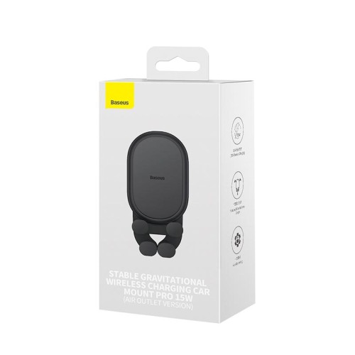 Тримач Baseus Stable Gravitational Wireless Charging Car Mount Pro (Air Outlet Version) |15W| black