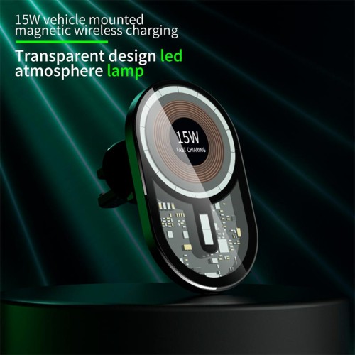 Тримач Transparent Magnetic Wireless Car Charger XYJ T10 |15W| transparent-black