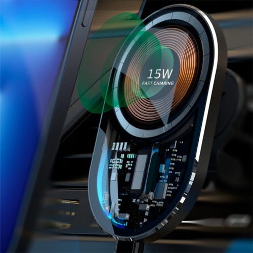 Тримач Transparent Magnetic Wireless Car Charger XYJ T10 |15W| transparent-black