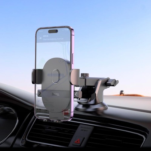 Тримач HOCO Mighty one-button car holder H19 (center console) black
