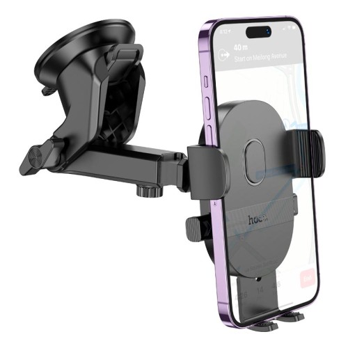 Тримач HOCO Mighty one-button car holder H19 (center console) black