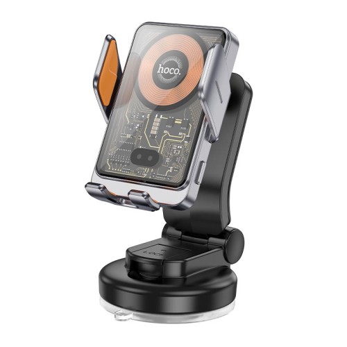 Тримач Hoco Transparent Discovery Edition wireless fast charging car holder (center console) HW8 |15W| grey