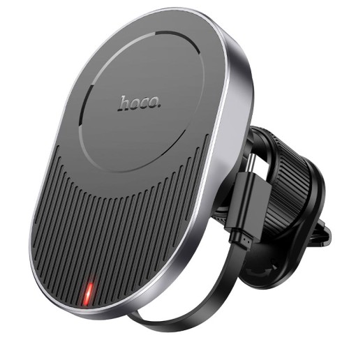 Тримач HOCO Guardian magnetic wireless fast charging car holder (air outlet) HW12 |15W| black-grey