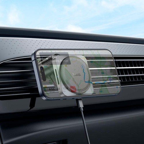 Тримач HOCO Speed magnetic wireless fast charging car holder HW15 (air outlet) |15W, 4.5-7"| black