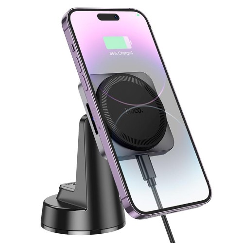 Тримач HOCO Speed magnetic wireless fast charging car holder HW16 (center console) |15W, 4.5-7"| black