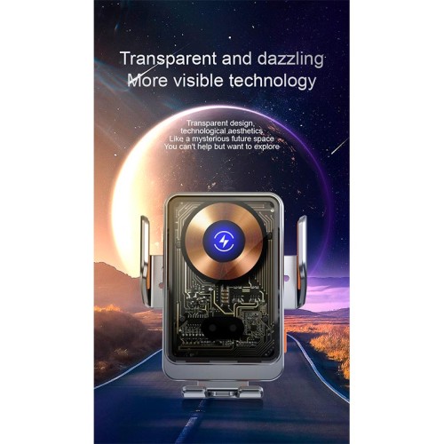 Тримач Auto open-close Transparent Wireless Charger T11 |15W| black