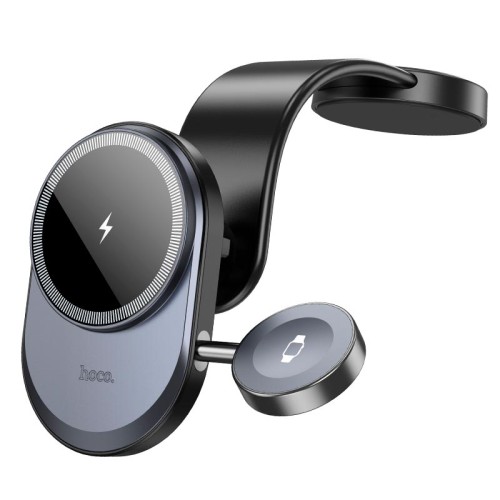 Тримач HOCO Excelso 2-in-1 wireless fast charging Car holder HW28 (center console) |15W, 4.5-7"| black-grey