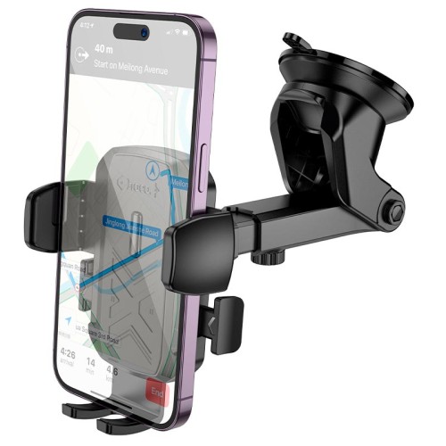 Тримач HOCO Gamble one-button car holder H65 (center console) |4.5-7"| black