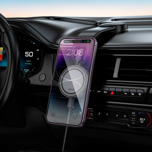 Тримач HOCO Totem ring magnetic wireless fast charging car holder HW29 (center console) |4.5-7", 15W| black